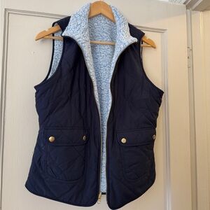 Navy Quilted Reversible Women's Vest with Sherpa Lining